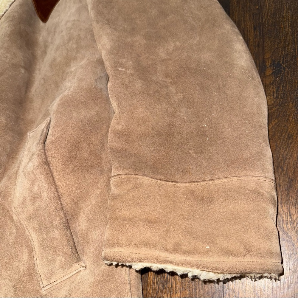 Men's Tan Shearling Coat - Picture 4 of 7